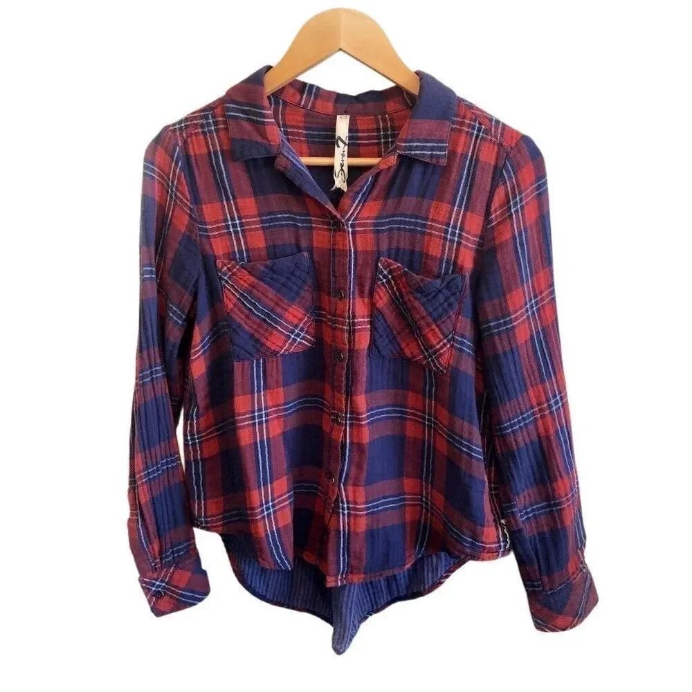 Seven7 Red And Blue Plaid Shirt